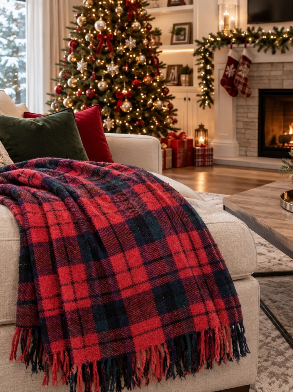 VINTAGE WOOL EATONS MADE IN ENGLAND Cozy Plaid Throw Blanket
